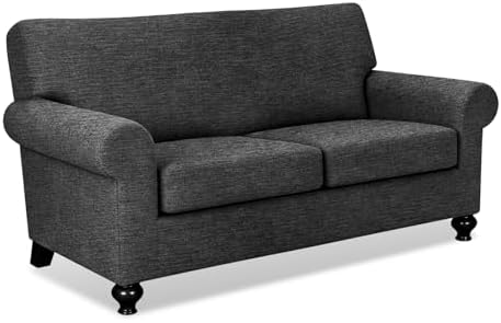 URBANLIFE 3-Piece Stretch Sofa Covers for 2 Cushion Couch, Charcoal Gray