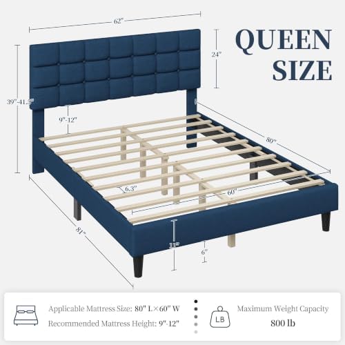 Yaheetech Queen Size Upholstered Tufted Bed Frame with Headboard