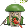LONA Bird Feeder with 3 Compartments, Dome Bird Feeder for Outdoor, Green