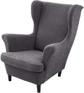 HAOYONG 2 Piece Wingback Chair Covers Stretch Wing Chair Slipcover Jacquard Wing Back Chair Covers with Arms Washable Armchair Cover Protection Furniture for Living Room and Bedroom (Dark Gray)