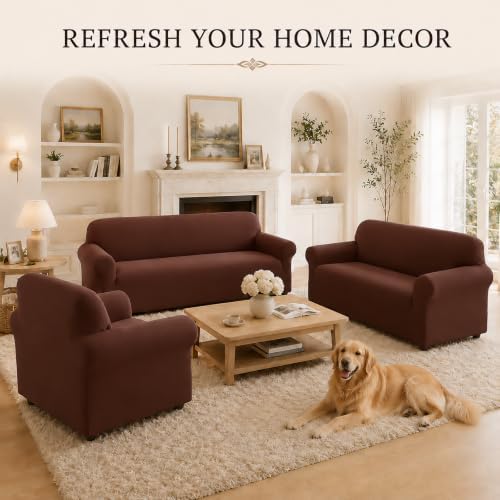 3Pcs Sofa Cover Stretch Soft with Non-Slip Foam and Elastic Bottom
