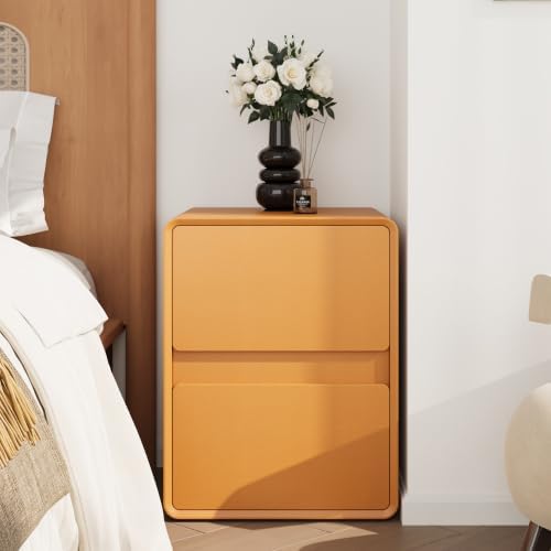 BOSHIRO 16″Narrow Nightstand, Slim Bedside Tables for Small Bedroom, Orange