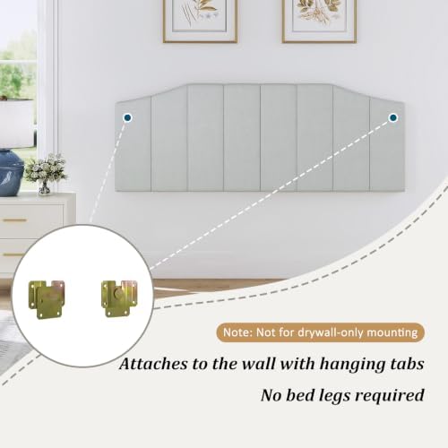 Furpopup Velvet Queen Headboard Only, Wall and Bed Frame Mount Light Gray