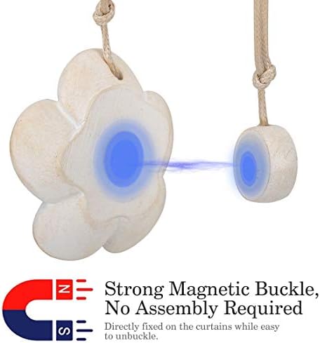 Lewondr Magnetic Curtain Tiebacks, Flower Vintage Curtain Holdbacks, Beige