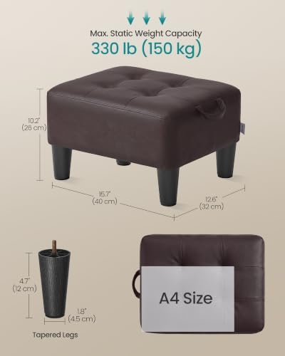 SONGMICS Storage Ottoman, PVC Leather Footrest with Hidden Storage