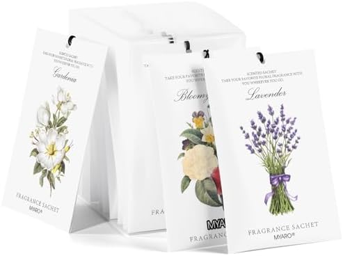 MYARO 12 Pack Assorted Garden Scented Sachets, Closet Deodorizer Freshener