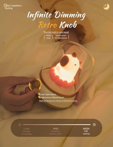 WANIDEA Capybara Night Light for Kids, Cute Lamp and Ambient Lighting