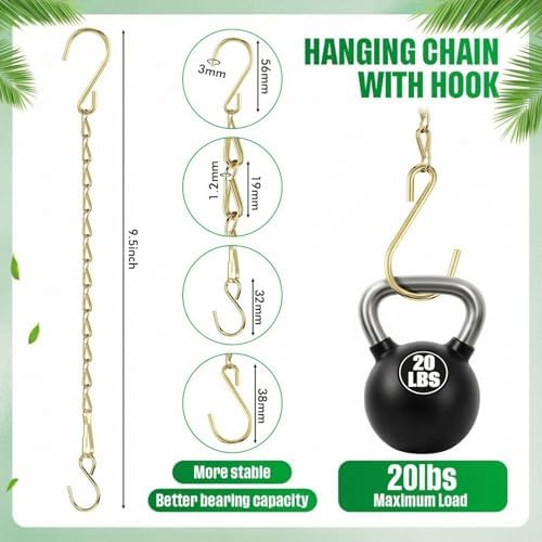 Outus 4 Pack Hanging Chain for Bird Feeders, 9.5 Inch, Gold