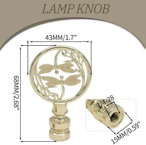 Biaungdo Double Dragonflies Lamp Finial, Gold, 2 Pack
