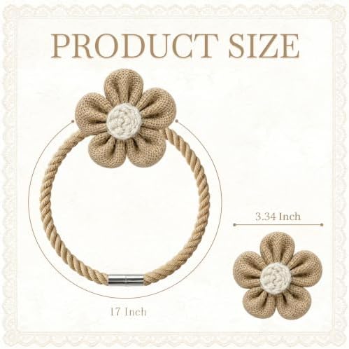 VIS'V Magnetic Curtain Tiebacks, Boho Curtain Holdbacks, Khaki, 4 Pcs