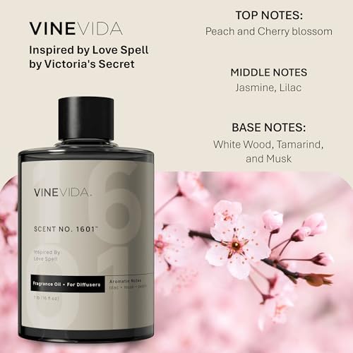 VINEVIDA [16 Fl Oz] Scent NO. 1601 Fragrance Oil for Cold Air Diffusers, Aromatic Notes of Lilac Musk Peach, Essential Oils for Diffuser Oil Refill & Air Freshener Room Spray