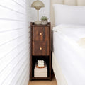 FurSch Narrow Nightstand, Wooden 2 Drawer, Cherry Walnut, 1 pc
