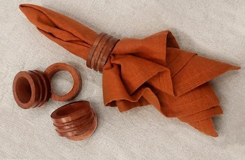 COTTON CRAFT Solid Wood Fluted Ribbed Napkin Rings - Set of 12 Napkin Rings