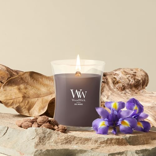 WoodWick Iris Woods Scented Candle, Crackling Wick, 9.7oz
