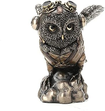 Veronese Design 4 1/8" Flying Ace Aviator Owl Steampunk Cold Cast Bronzed Resin Statue Animal Figurine Military Collectible