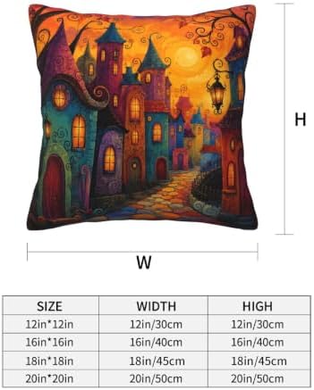 Houses Decorative Throw Pillow Covers 18x18 Inch Set of 4