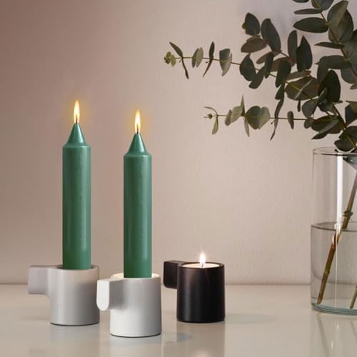 NJAO HOO Decor Dark Green Short Taper Candle 7 Inch Candlesticks Unscented Dripless Tapered Candle Set for Home Decor Wedding Party Dinner Candles, 4 Pack
