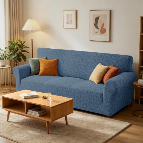 ZNSAYOTX Stretch Couch Cover, 1 Piece Oversized Sofa Covers for 3 Cushion Couch, Jacquard Sofa Slipcovers with Elastic Bottom Thickened Furniture Protector for Dog Cat Pet (X-Large, Dark Grey)