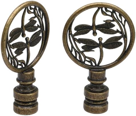 Biaungdo 2 Pack Double Dragonflies Lamp Finial, Antique Bronze