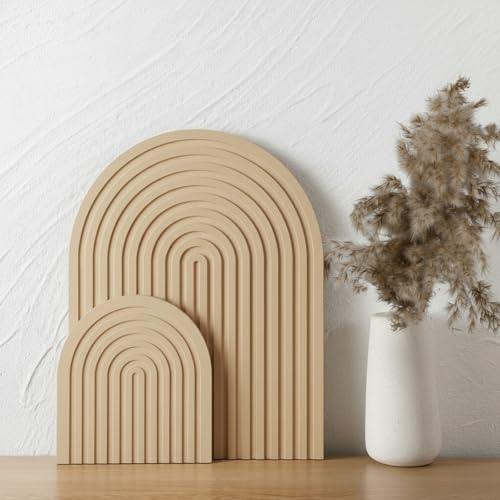 Chunful 2pcs Arch Cutting Board Boho Shelf Decor, Wood Color, Bamboo