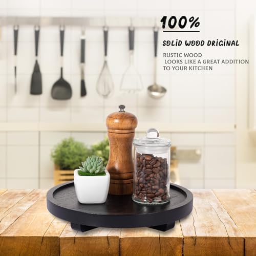 Round Decorative Tray Farmhouse Kitchen Decor Soap Dish, 9" Black