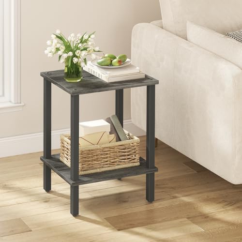 TUTOTAK End Table, Set of 2, Side Table, Nightstand, 2-Tier Storage Shelf