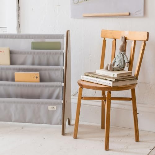 3 Sprouts Recycled Kids Bookshelf, Holds 35 Books, 4-Tier, Gray