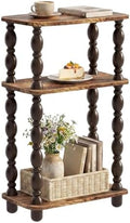 Narrow End Table, 3-Tier Side Table, Retro Couch Side Table for Small Spaces, Farmhouse End Table, Modern Accent Table, Skinny Bedside Table Nightstand for Bedroom, Living Room (Rustic Brown)