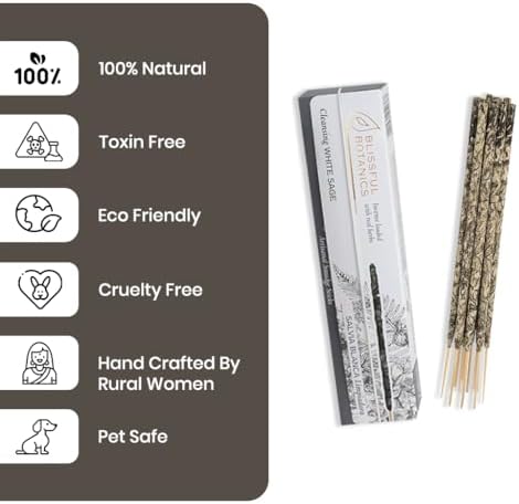 Tulasi White Sage Incense Sticks for Cleansing (48 Scent Sticks) | with Real Herbs | Long-Lasting 55-Minute Burn | Natural Essential Oils | Perfect for Meditation, Yoga & Removing Negative Energy