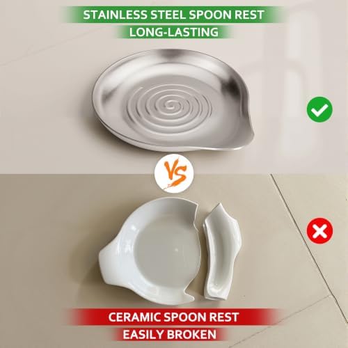 VanlonPro Kitchen Stainless Steel Spoon Rest for Multiple Utensils, Silver