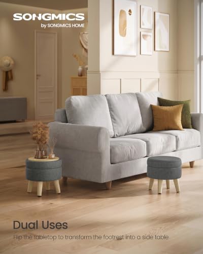 SONGMICS Foot Stool Ottoman, Small Storage Ottoman with Legs, 12.2 Inches