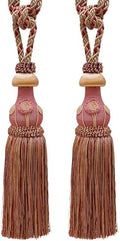 DÉCOPRO Exquisite Hand Crafted Curtain & Drapery Tassel Tieback Tassel Length 12" (30.5cm) 32" Spread (81cm) (Style# TBBL1) Rose Bouquet Red #7953 (Crimson Red Rose Pink Light Pink) Set of 2
