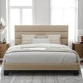 Allewie Cal King Size Platform Bed Frame with Fabric Upholstered Headboard