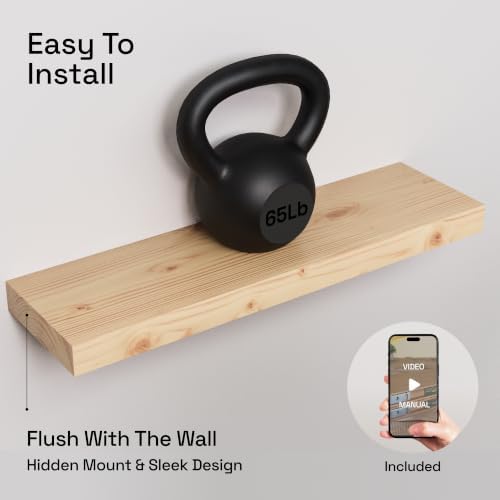 Solid Wood Floating Shelves for Wall 24 inch, Natural Wood, Wooden Shelf