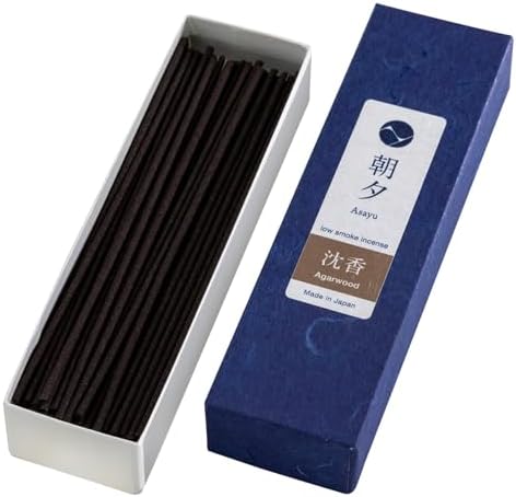 Asayu Japan Agarwood Incense Sticks, Low Smoke Japanese Incense, 20g