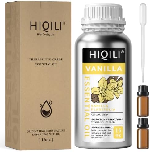 HIQILI Vanilla Essential Oil Bulk, Strong Scent for Candle Soap Making