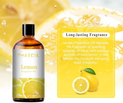 PHATOIL Lemon Fragrance Oil for Diffuser Aromatherapy 3.38FL.OZ