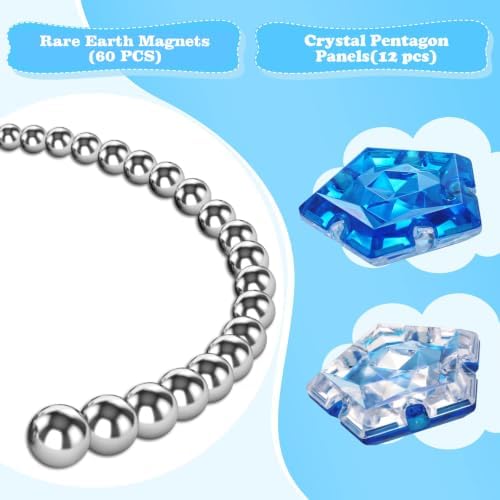 Magnetic Fidget Sphere, Crystal Blue, Sensory Desk Toy for Stress Focus Anxiety Relief