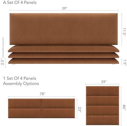 Vänt Wall Mounted Headboard Panels, King/Twin, Ribbed Terracotta