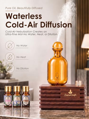 Waterless Essential Oil Diffuser for Home with 3 Oils, 4 Modes