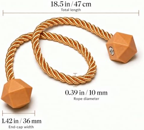 NazTur Magnetic Curtain Tiebacks, Curtain Ties, No-Drill Holdbacks (2 Pack)