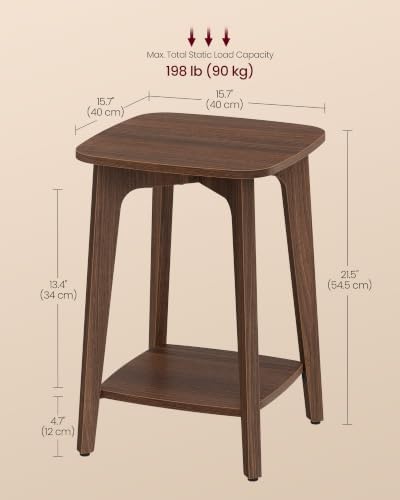 VASAGLE Side Table, 2-Tier Small Square End Table, Nightstand
