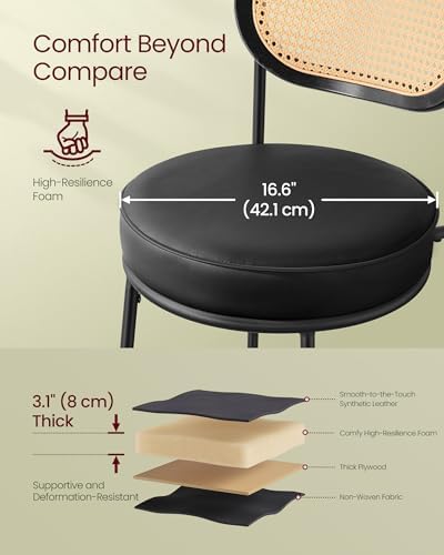 VASAGLE Counter Height Bar Stools Set of 2, PU Leather, 25.1-Inch