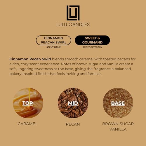 Lulu Candles | Cinnamon Pecan Swirl | Luxury Scented Soy Jar Candle | Hand Poured in The USA | Highly Scented & Long Lasting (9 Oz.)