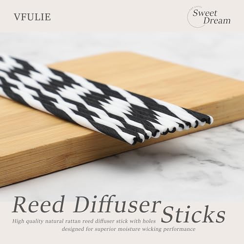 VFULIE 100PCS Reed Diffuser Sticks, Refill Replacement for Aroma Fragranc (100, Spiral Black and White)