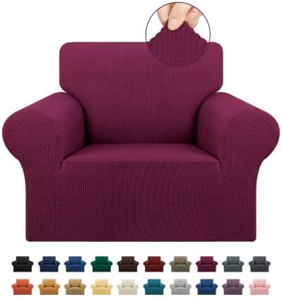 KEKUOU Stretch Chair Sofa Slipcover, Single Couch Cover,Wine