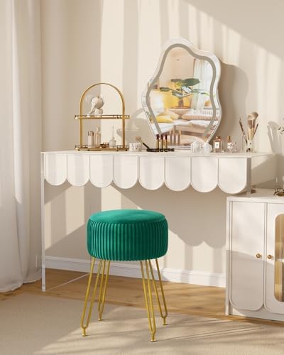 IBUYKE Storage Footrest Chair Ottoman, Makeup Vanity Stool, Green LG-20L