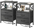 Huuger Night Stand with Charger Station, USB-C Port, End Table