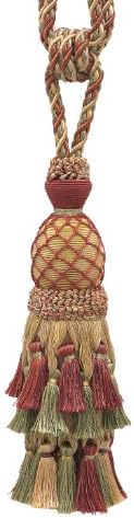 DÉCOPRO Lavish Large Curtain & Drapery Hand Crafted Tassel Tiebacks Tassel Length 11" (27.5cm) 34" Spread (86cm) (Style# TBIL1) Cherry Grove Beige #4770 (Golden Beige Rust Red Olive Green) Pack of 2