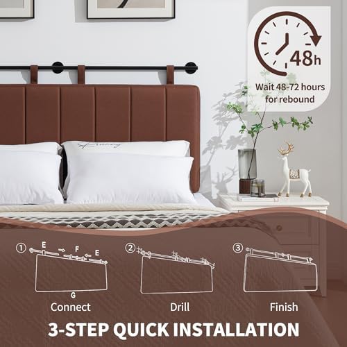 UEV King Headboard Only, Wall Mounted Hanging Upholstered Bed Head Board
